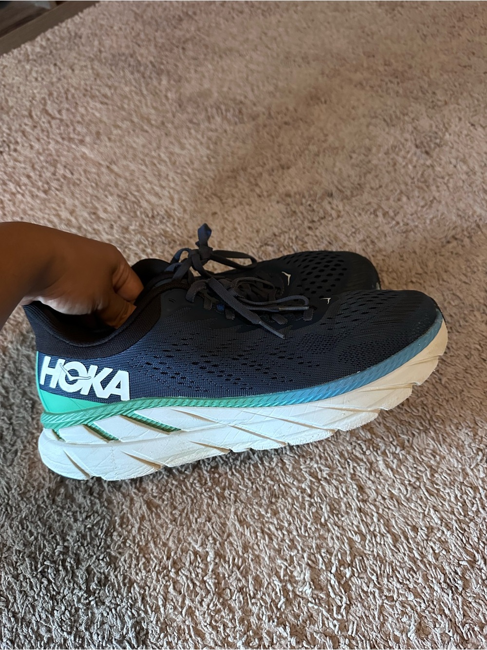 Hoka Men's Navy with Teal Accent Road Running Shoes